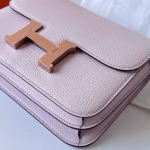 Hermes Constance 18 Handmade Bag In Mauve Pale Chevre Mysore Leather - Image 4