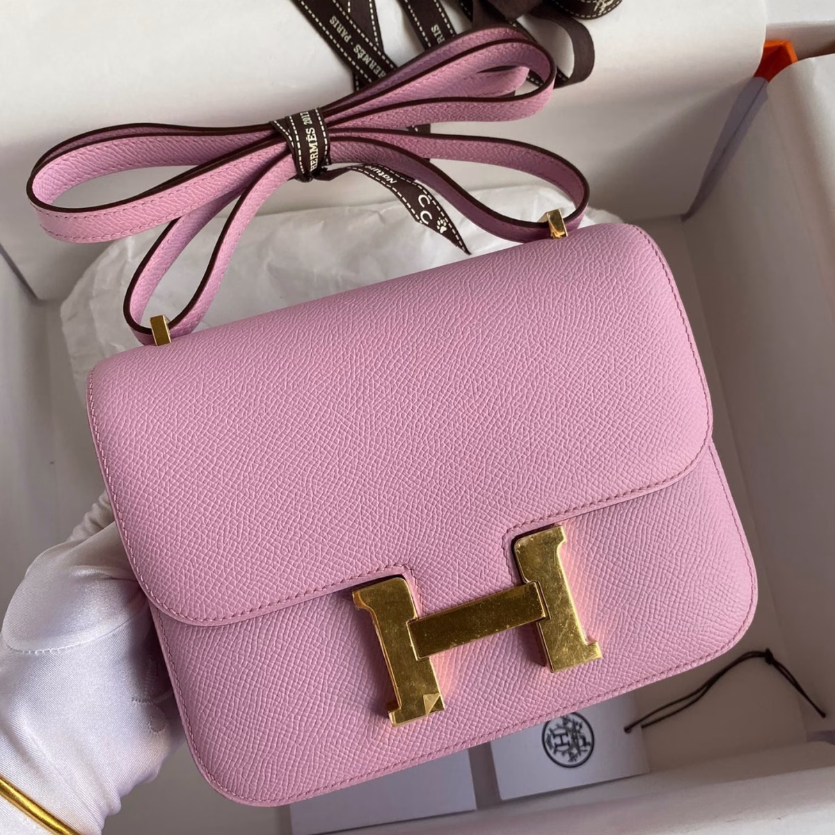 Hermes Constance 18 Handmade Bag In Mauve Sylvestre Epsom Calfskin - Image 1