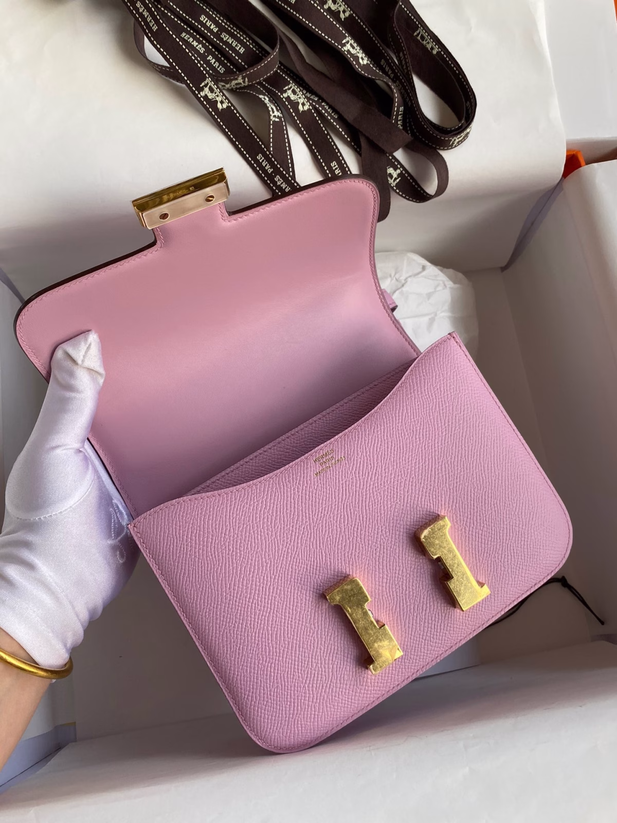 Hermes Constance 18 Handmade Bag In Mauve Sylvestre Epsom Calfskin - Image 2