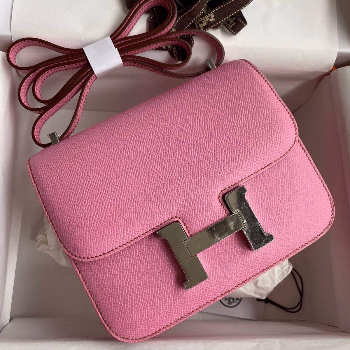 Hermes Constance 18 Handmade Bag In Pink Epsom Calfskin - Image 1