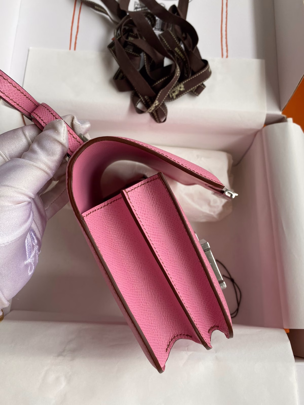 Hermes Constance 18 Handmade Bag In Pink Epsom Calfskin - Image 7