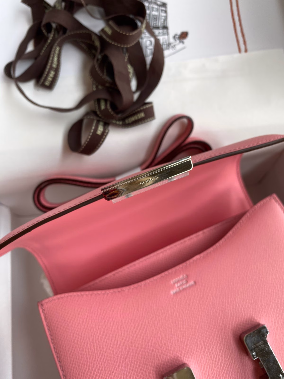 Hermes Constance 18 Handmade Bag In Rose Confetti Epsom Calfskin - Image 5