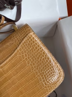 Hermes Constance 24 Handmade Bag In Beige Shiny Alligator Leather - Image 2