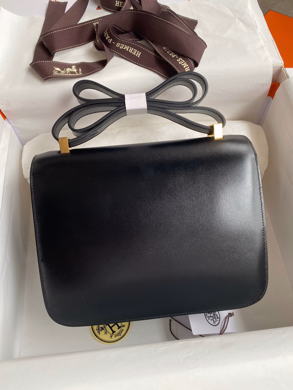 Hermes Constance 24 Handmade Bag In Black Box Calfskin - Image 6