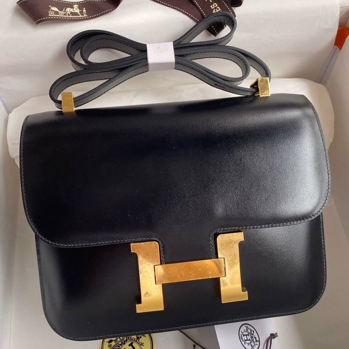 Hermes Constance 24 Handmade Bag In Black Box Calfskin - Image 1