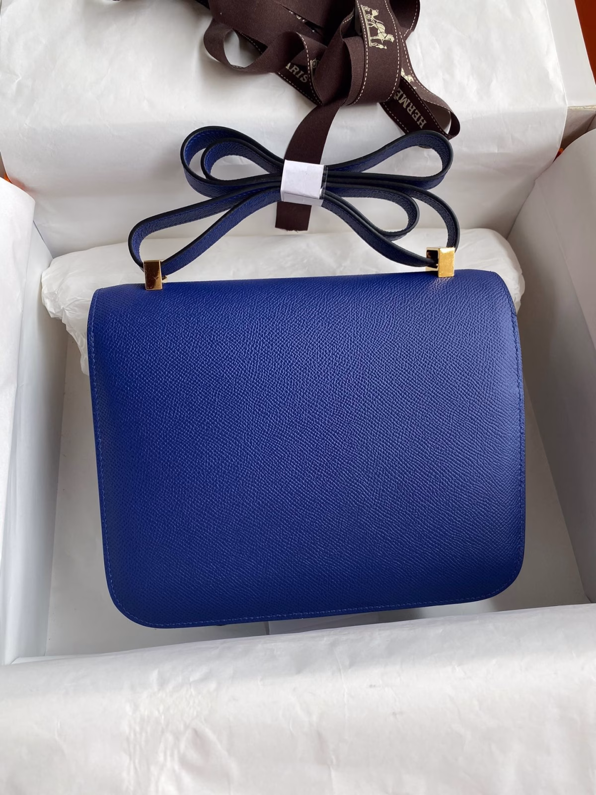 Hermes Constance 24 Handmade Bag In Blue Electric Epsom Calfskin - Image 6