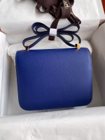 Hermes Constance 24 Handmade Bag In Blue Electric Epsom Calfskin - Image 6