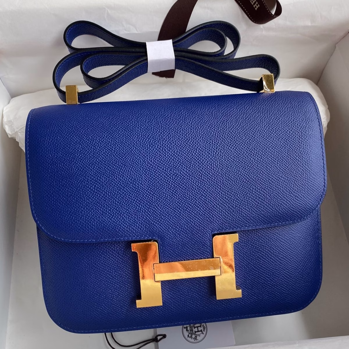 Hermes Constance 24 Handmade Bag In Blue Electric Epsom Calfskin - Image 1