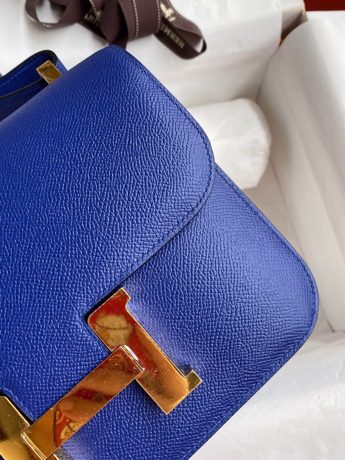 Hermes Constance 24 Handmade Bag In Blue Electric Epsom Calfskin - Image 8