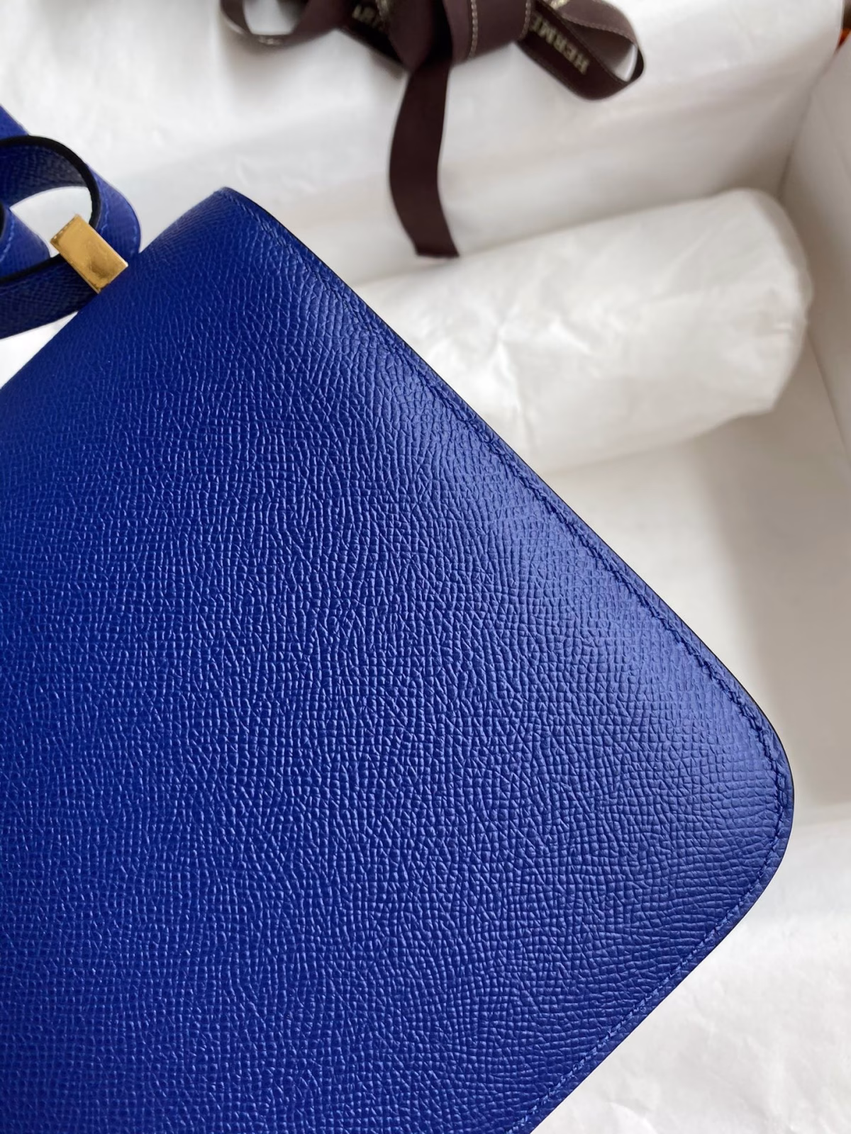 Hermes Constance 24 Handmade Bag In Blue Electric Epsom Calfskin - Image 9