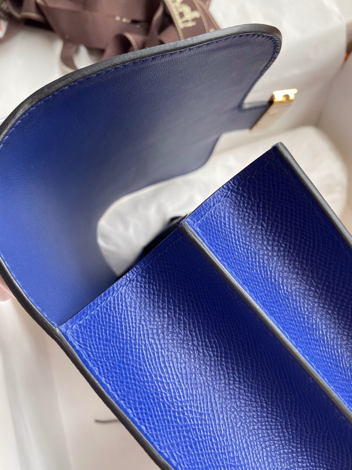 Hermes Constance 24 Handmade Bag In Blue Electric Epsom Calfskin - Image 4