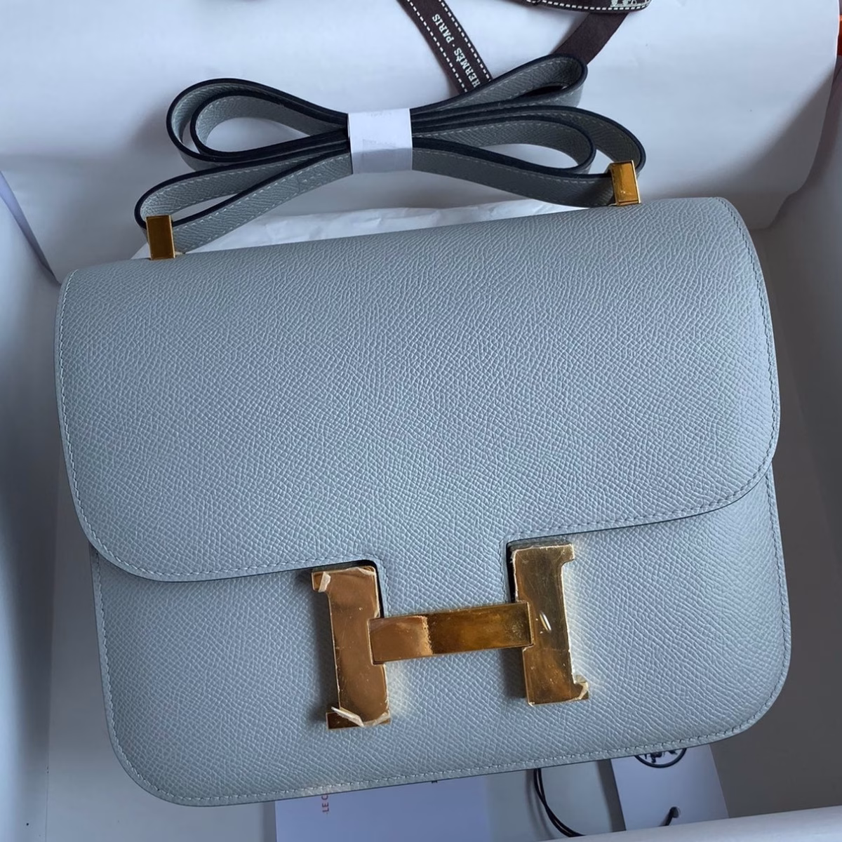 Hermes Constance 24 Handmade Bag In Blue Lin Epsom Calfskin - Image 1
