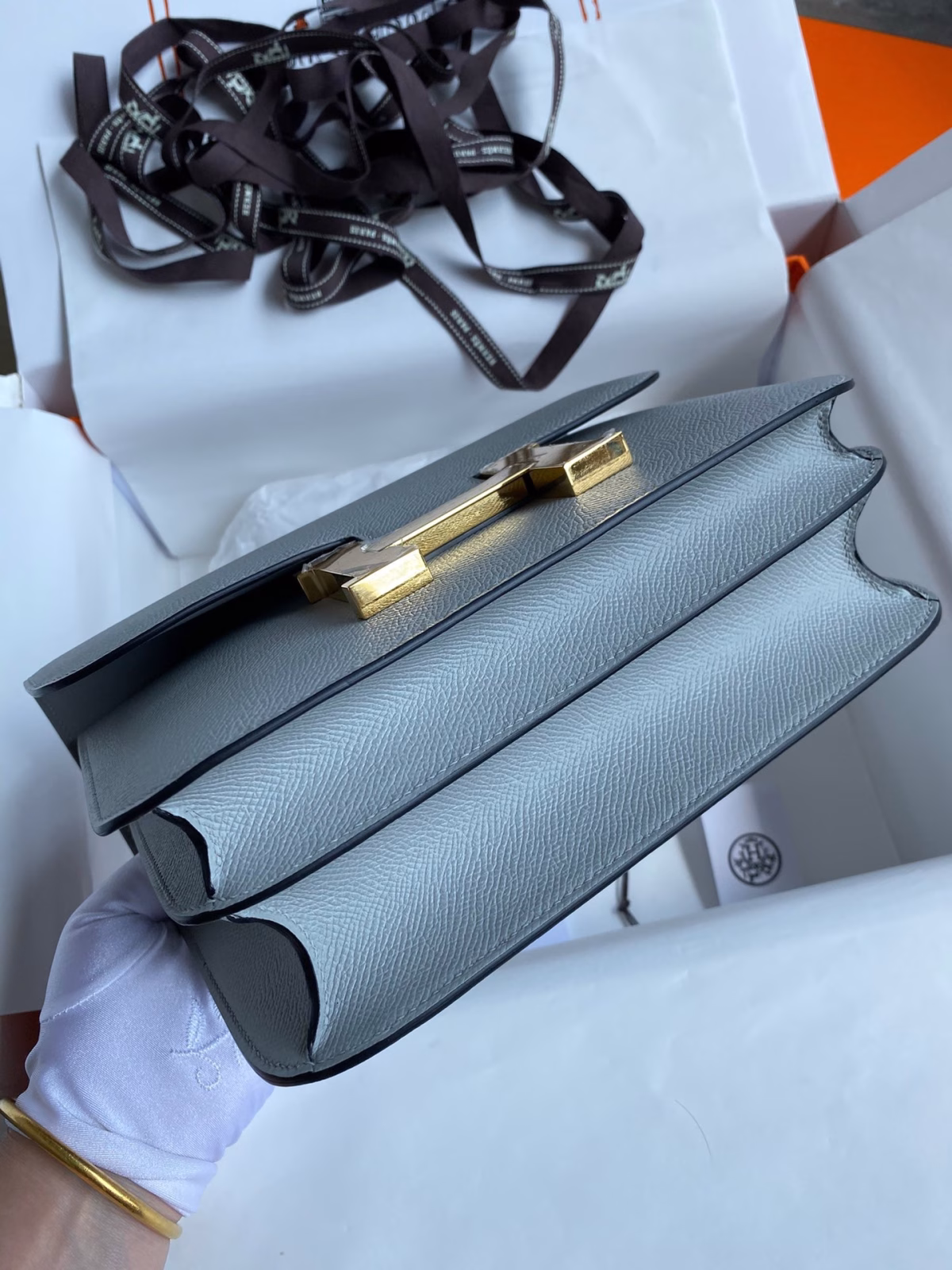 Hermes Constance 24 Handmade Bag In Blue Lin Epsom Calfskin - Image 9