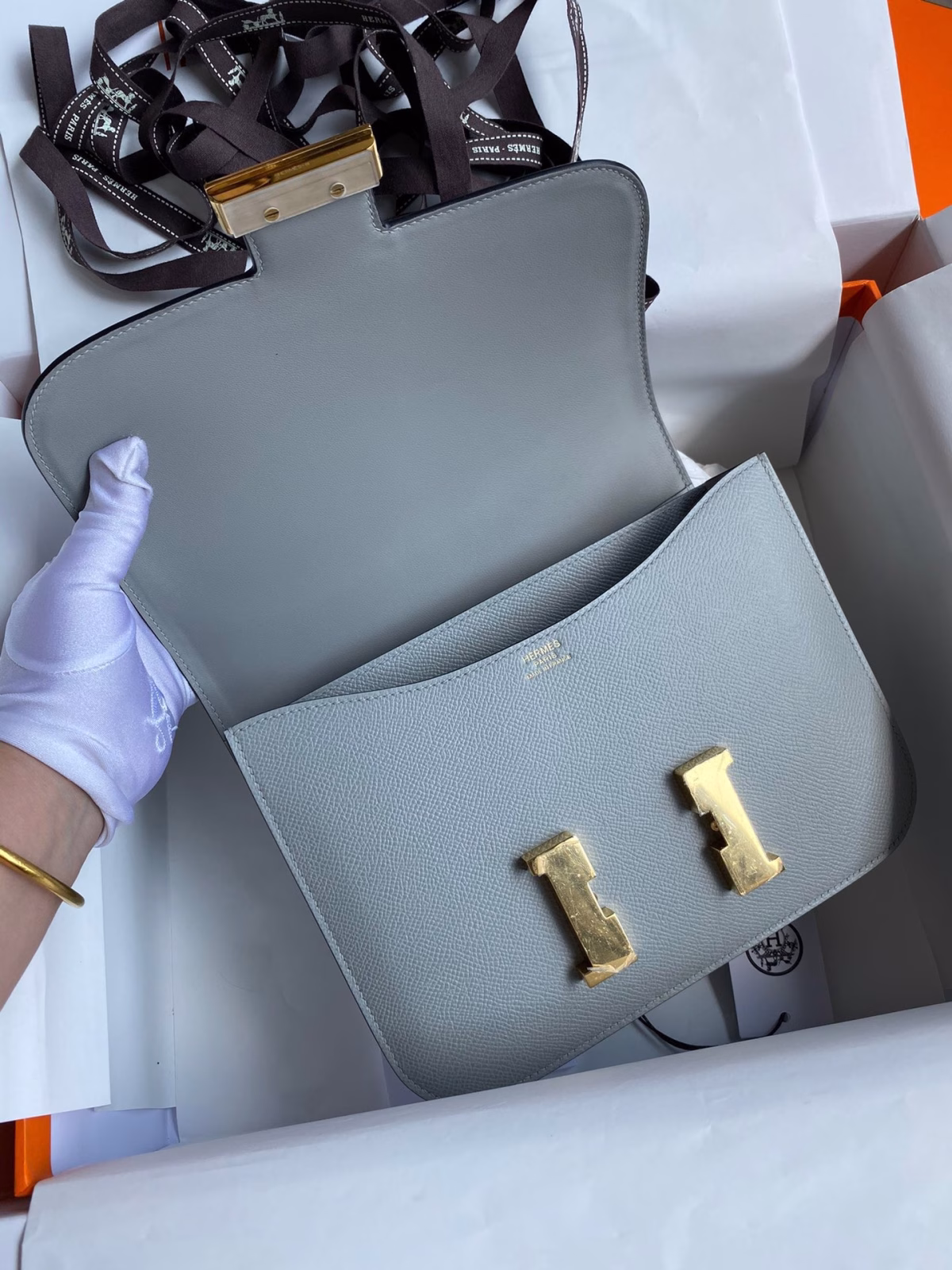 Hermes Constance 24 Handmade Bag In Blue Lin Epsom Calfskin - Image 2