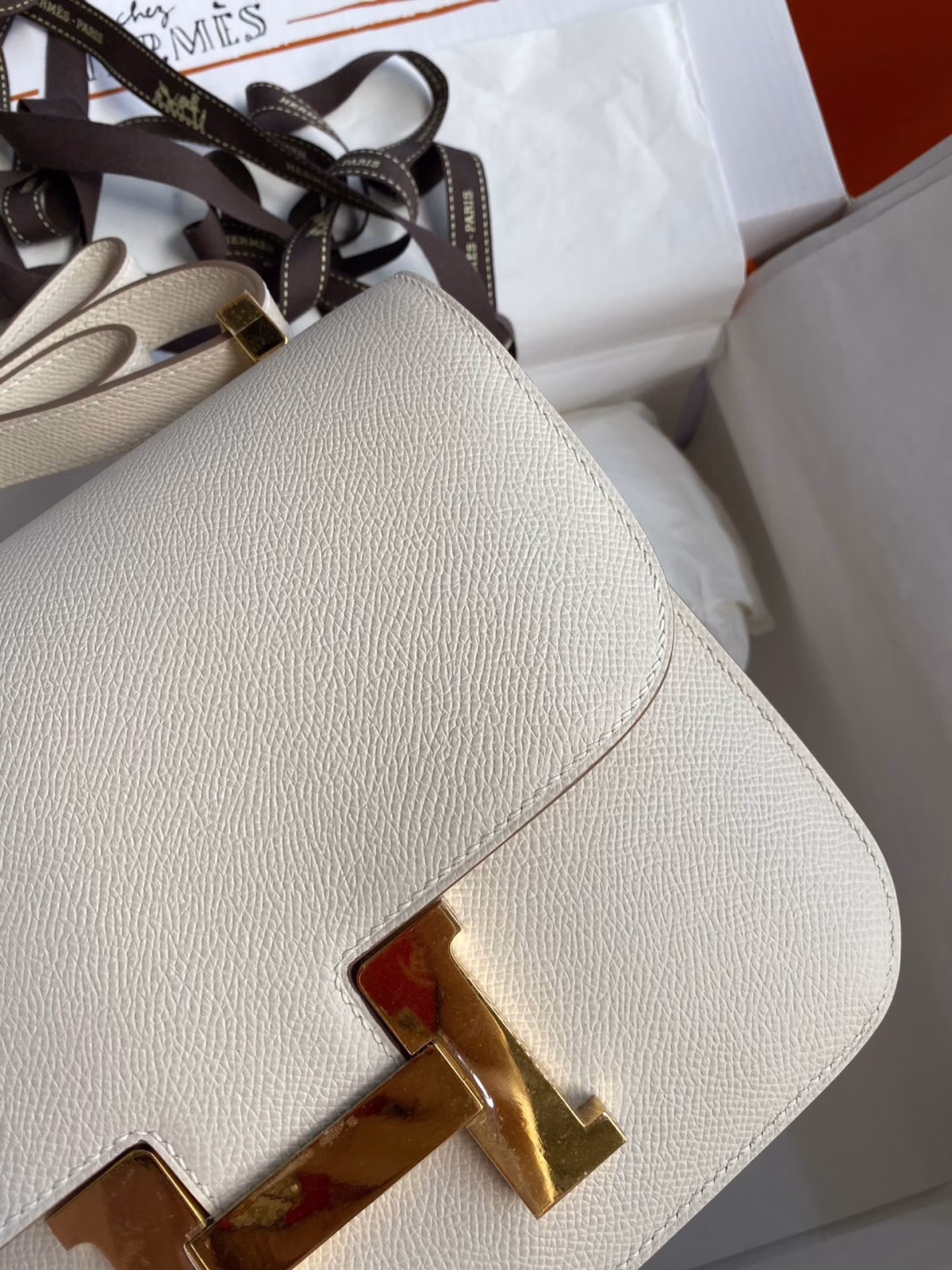Hermes Constance 24 Handmade Bag In Craie Epsom Calfskin - Image 8