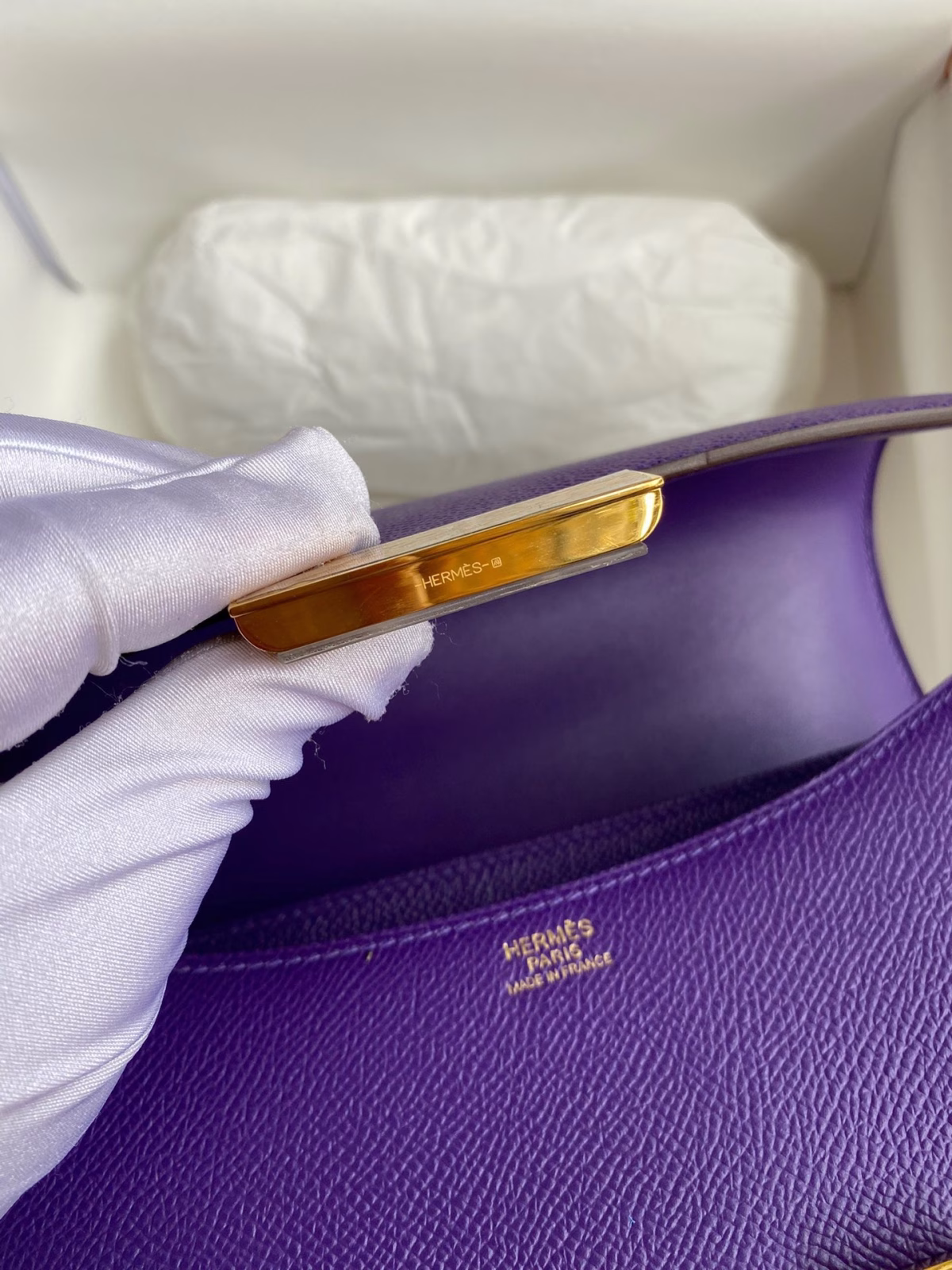 Hermes Constance 24 Handmade Bag In Crocus Epsom Calfskin - Image 5