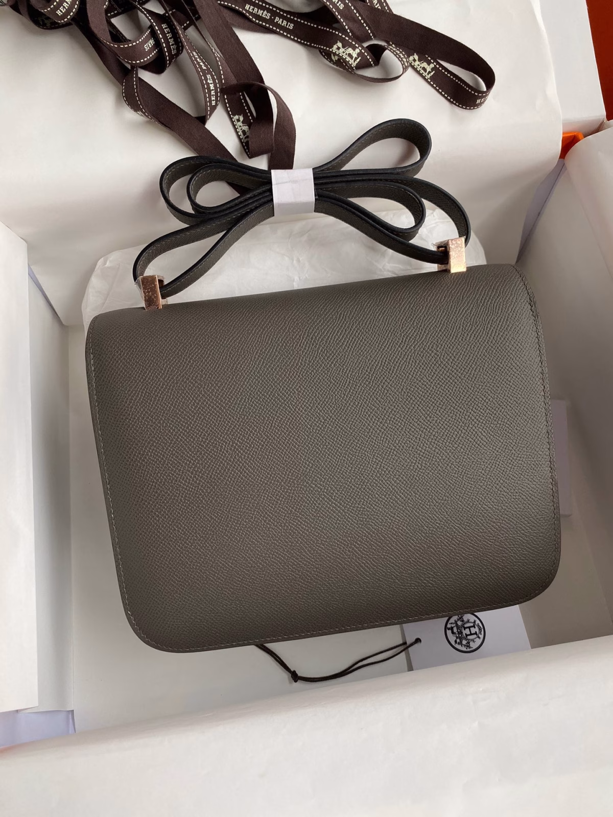 Hermes Constance 24 Handmade Bag In Etain Epsom Calfskin - Image 6
