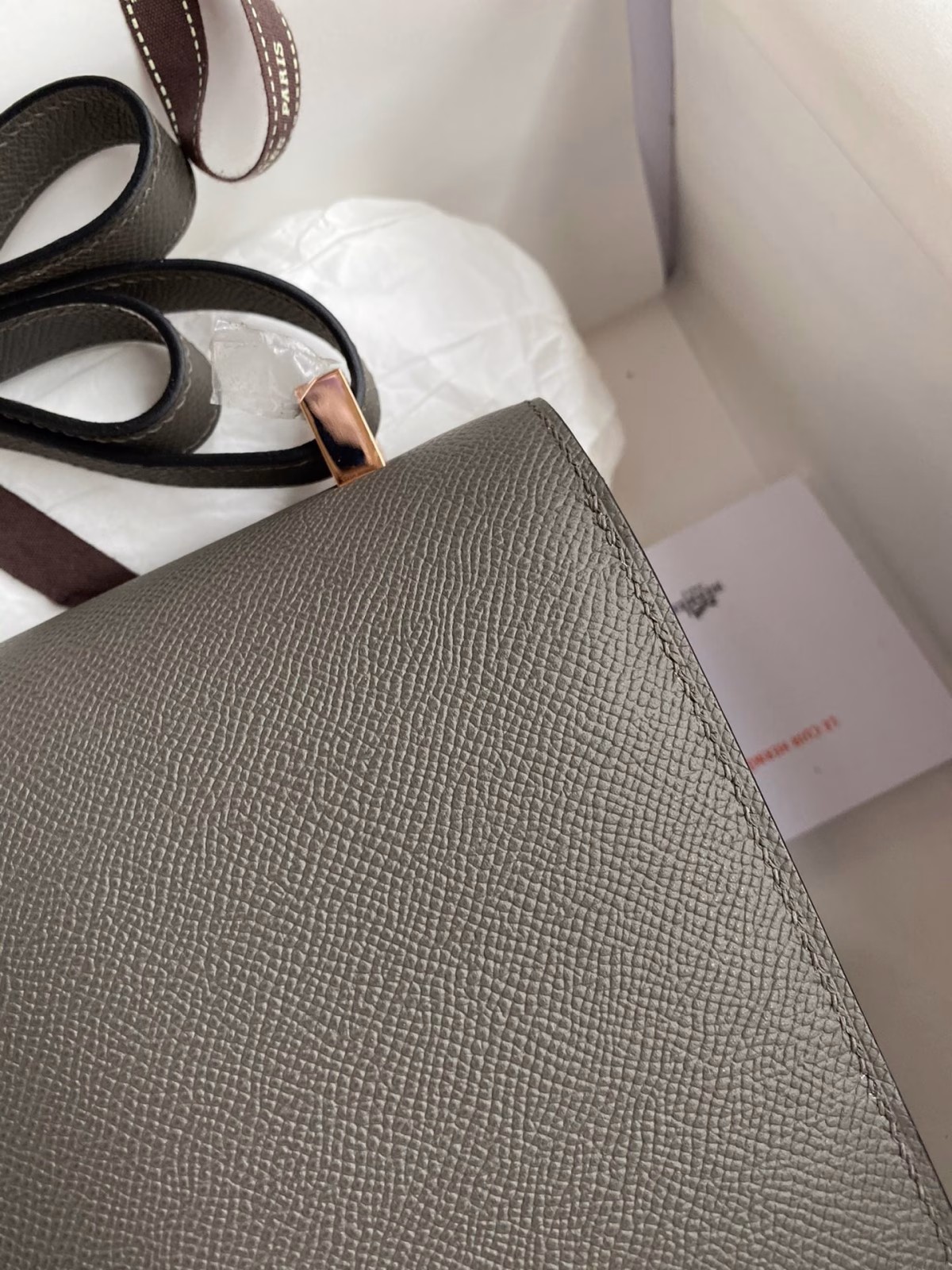 Hermes Constance 24 Handmade Bag In Etain Epsom Calfskin - Image 9