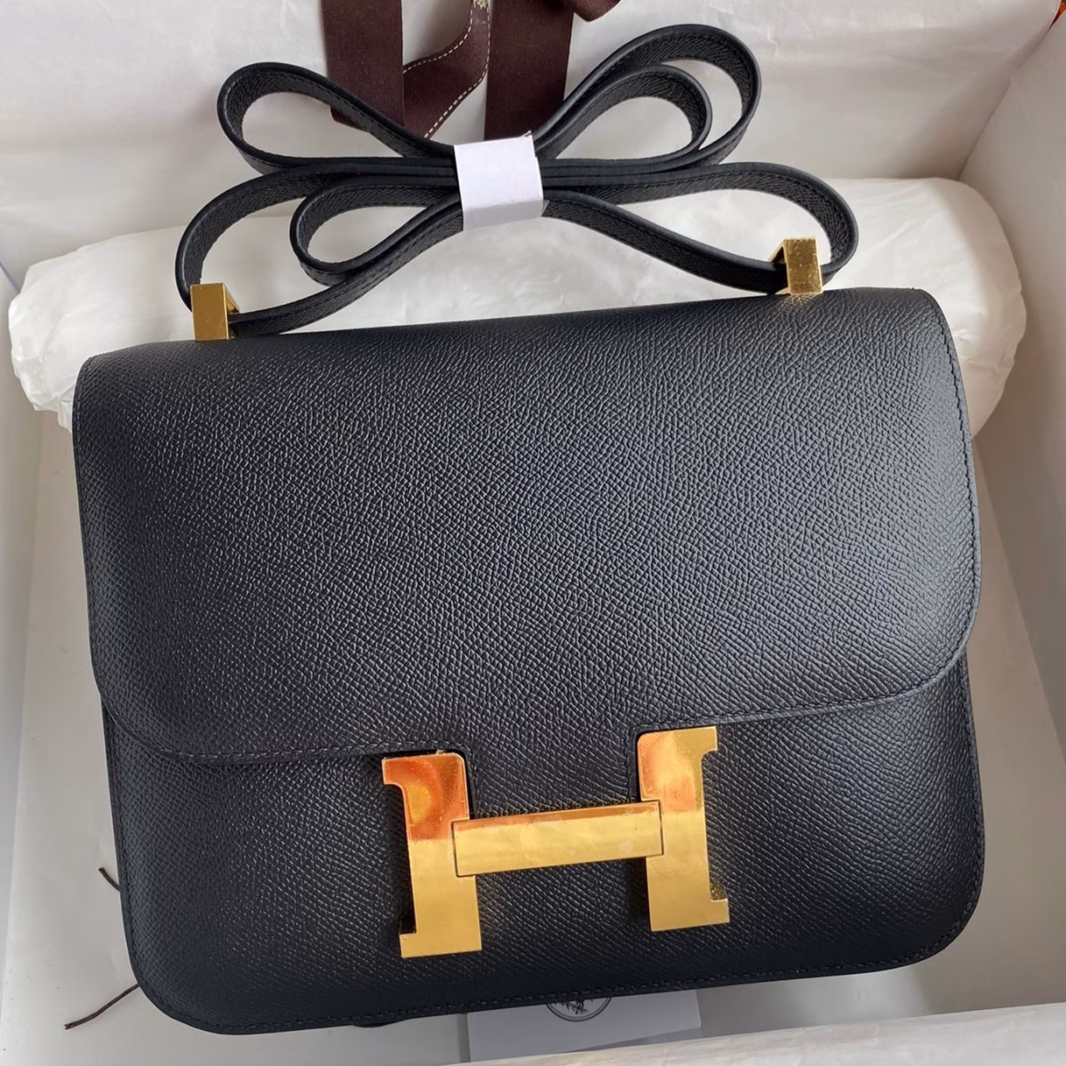 Hermes Constance 24 Handmade Bag In Black Epsom Calfskin - Image 1