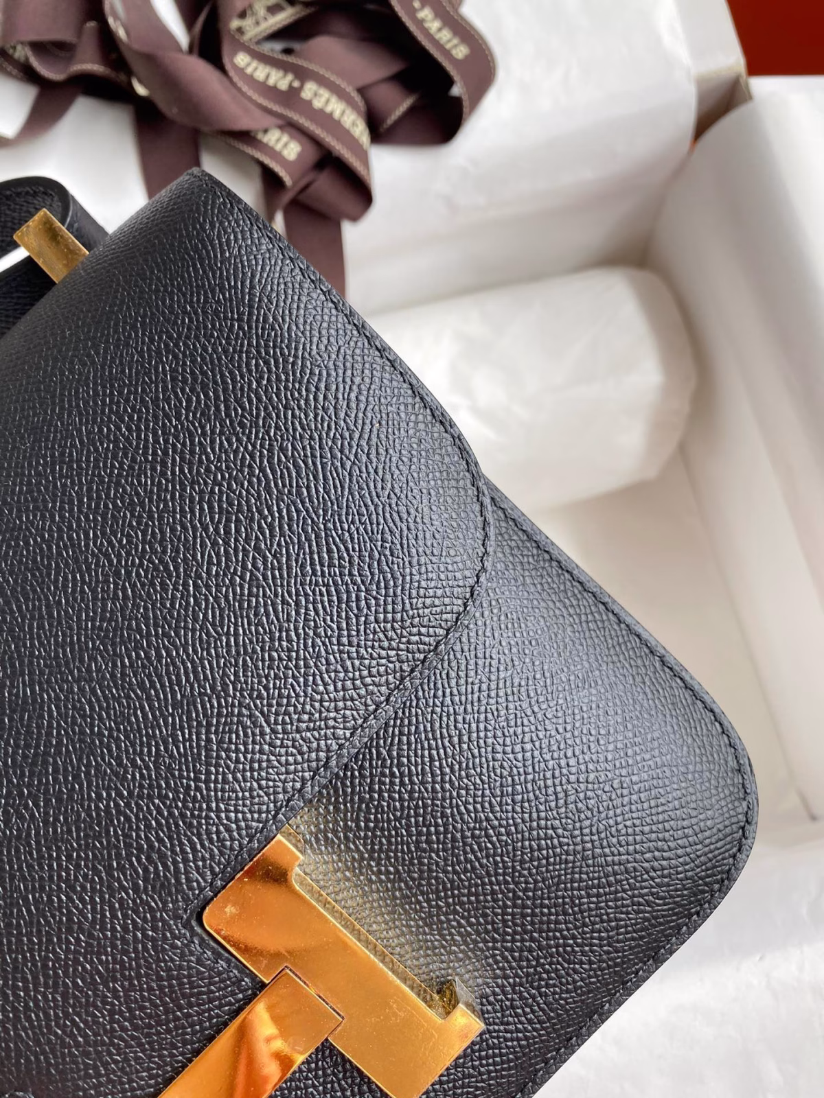 Hermes Constance 24 Handmade Bag In Black Epsom Calfskin - Image 8