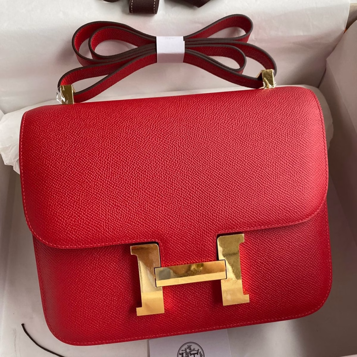 Hermes Constance 24 Handmade Bag In Red Epsom Calfskin - Image 1
