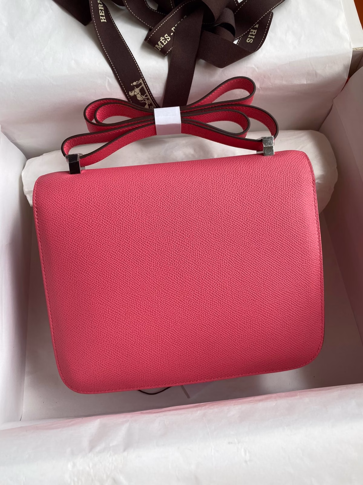 Hermes Constance 24 Handmade Bag In Rose Lipstick Epsom Calfskin - Image 6