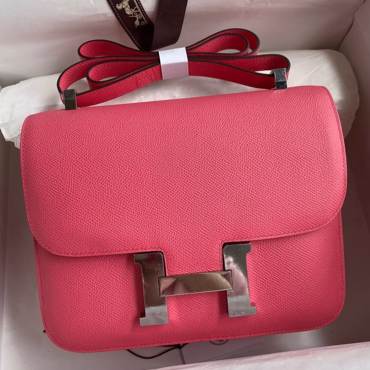 Hermes Constance 24 Handmade Bag In Rose Lipstick Epsom Calfskin - Image 1