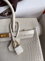 Hermes Birkin 25 Retourne Handmade Bag In Beton Matte Alligator Leather - Image 7