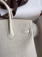 Hermes Birkin 25 Retourne Handmade Bag In Beton Matte Alligator Leather - Image 8