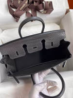 Hermes Birkin 25 Retourne Handmade Bag In Graphite Matte Alligator Leather - Image 3