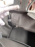 Hermes Birkin 25 Retourne Handmade Bag In Graphite Matte Alligator Leather - Image 5