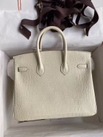 Hermes Birkin 25 Retourne Handmade Bag In Nata Matte Alligator Leather - Image 6