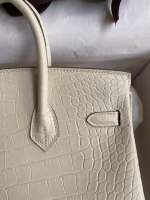 Hermes Birkin 25 Retourne Handmade Bag In Nata Matte Alligator Leather - Image 8