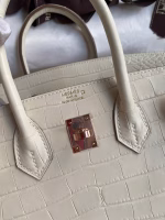 Hermes Birkin 25 Retourne Handmade Bag In Nata Matte Alligator Leather - Image 2