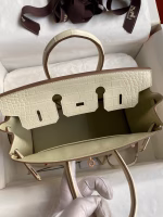 Hermes Birkin 25 Retourne Handmade Bag In Nata Matte Alligator Leather - Image 3
