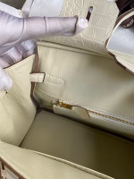 Hermes Birkin 25 Retourne Handmade Bag In Nata Matte Alligator Leather - Image 5