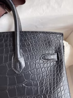 Hermes Birkin 25 Retourne Handmade Bag In Black Matte Alligator Leather - Image 8