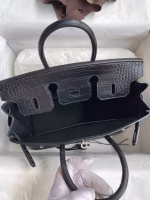 Hermes Birkin 25 Retourne Handmade Bag In Black Matte Alligator Leather - Image 3