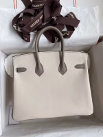 Hermes HSS Birkin 25 Bicolor Bag in Craie and Gris Asphalt Epsom Calfskin - Image 6