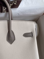 Hermes HSS Birkin 25 Bicolor Bag in Craie and Gris Asphalt Epsom Calfskin - Image 8