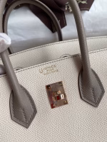 Hermes HSS Birkin 25 Bicolor Bag in Craie and Gris Asphalt Epsom Calfskin - Image 2