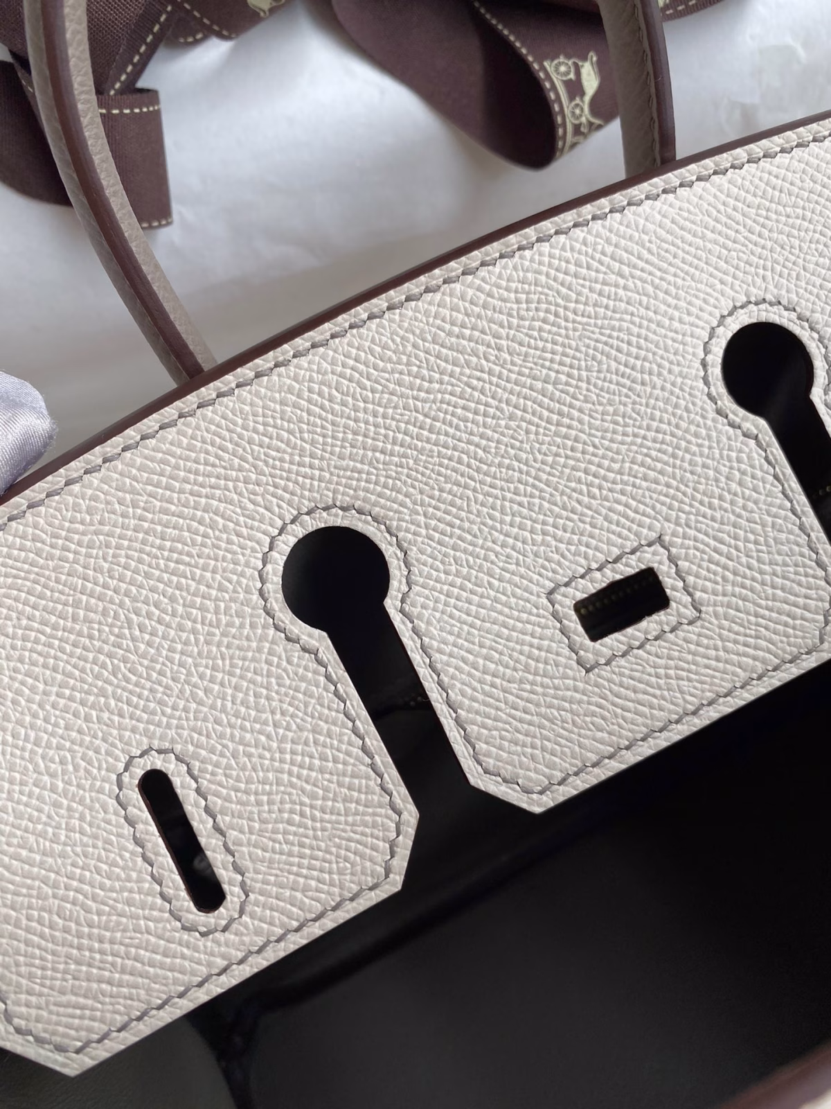 Hermes HSS Birkin 25 Bicolor Bag in Craie and Gris Asphalt Epsom Calfskin - Image 4
