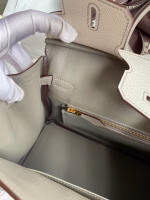 Hermes HSS Birkin 25 Bicolor Bag in Craie and Gris Asphalt Epsom Calfskin - Image 5