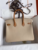 Hermes HSS Birkin 25 Bicolor Bag in Trench and Gold Epsom Calfskin - Image 6