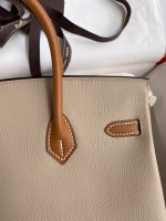 Hermes HSS Birkin 25 Bicolor Bag in Trench and Gold Epsom Calfskin - Image 8