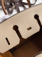 Hermes HSS Birkin 25 Bicolor Bag in Trench and Gold Epsom Calfskin - Image 4