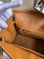Hermes HSS Birkin 25 Bicolor Bag in Trench and Gold Epsom Calfskin - Image 5