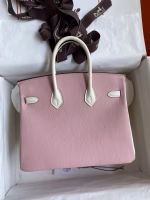 Hermes HSS Birkin 25 Bicolor Bag in Pink and Craie Chevre Mysore Leather - Image 6
