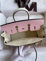 Hermes HSS Birkin 25 Bicolor Bag in Pink and Craie Chevre Mysore Leather - Image 3