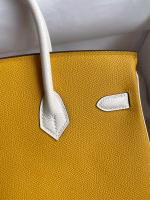 Hermes HSS Birkin 25 Bicolor Bag in Jaune d'or and Craie Epsom Calfskin - Image 7